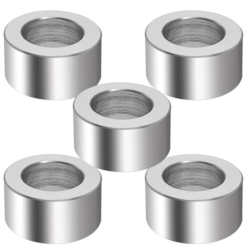 CKANDAY 5 Pack M12 Aluminum Spacers, 12.5 mm ID x 20 mm OD x 10 mm Length Round Spacer, Unthreaded Standoff Bushing Plain Finish Metal Spacer, 1/2" ID Screw Standoff Fits 1/2in or M12 Screw Bolts - Image 1